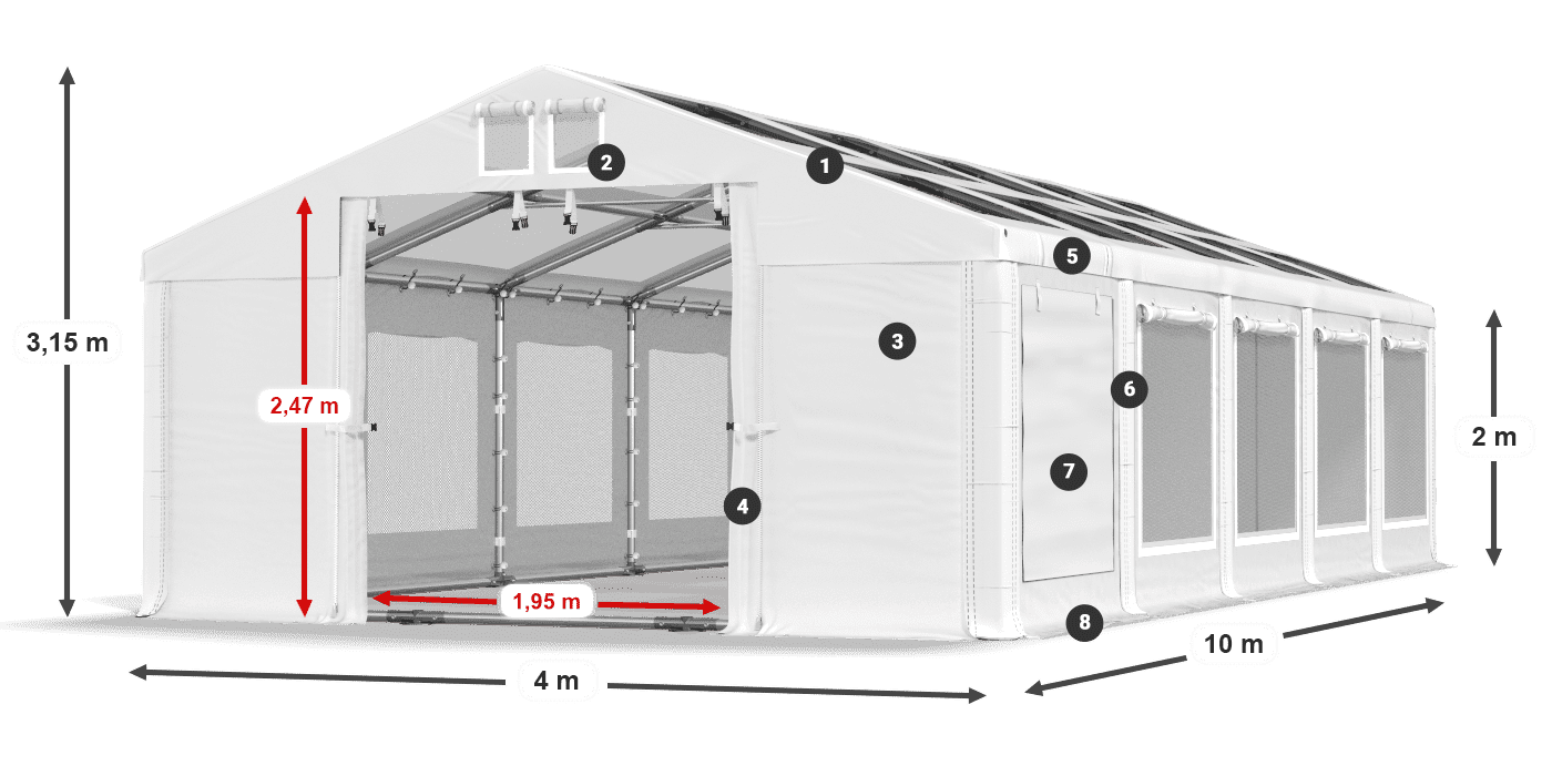 Krov: MS T 580 PVC Zidovi: SDM 500 PVC 2m legenda