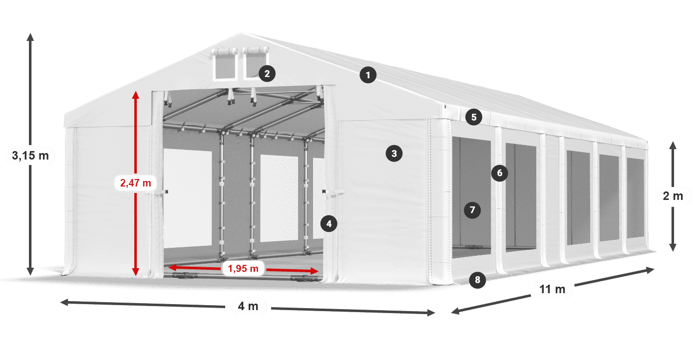 Krov: FR 620 PVC Zidovi: MS 580 PVC Legenda od 2 m