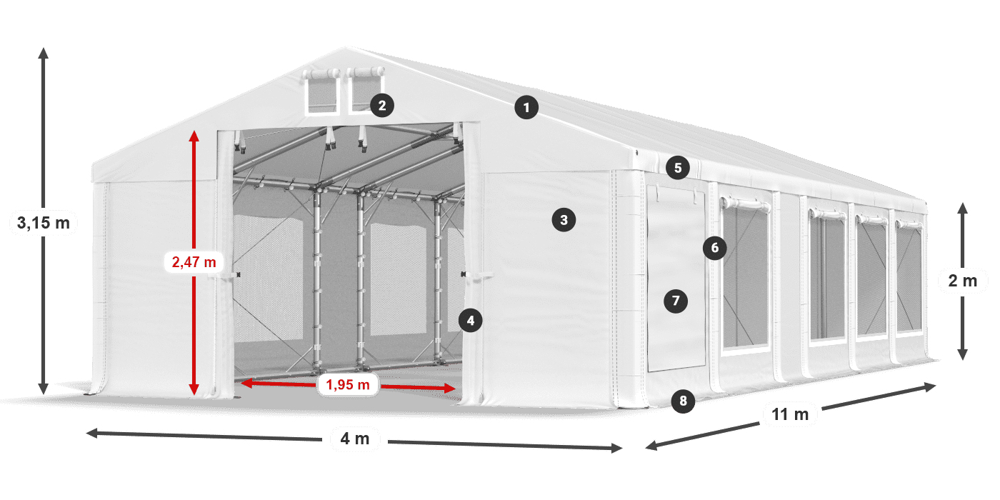 Krov: MS 580 PVC Zidovi: SD M 500 PVC Legenda od 2 m