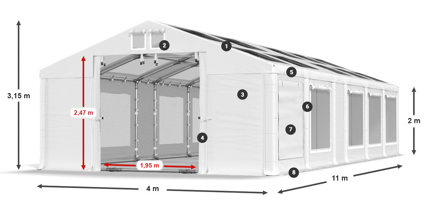 Krov: MS T 580 PVC Zidovi: SDM 500 PVC 2m legenda