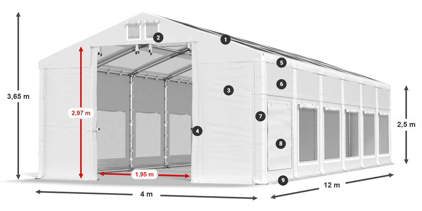 Krov: MS T 580 PVC Zidovi: SD M 500 PVC Legenda od 2,5 m