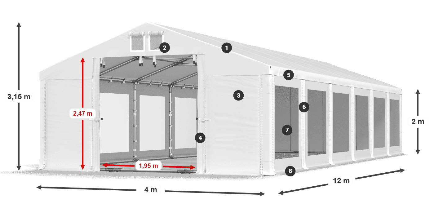Krov: FR 620 PVC Zidovi: MS 580 PVC Legenda od 2 m