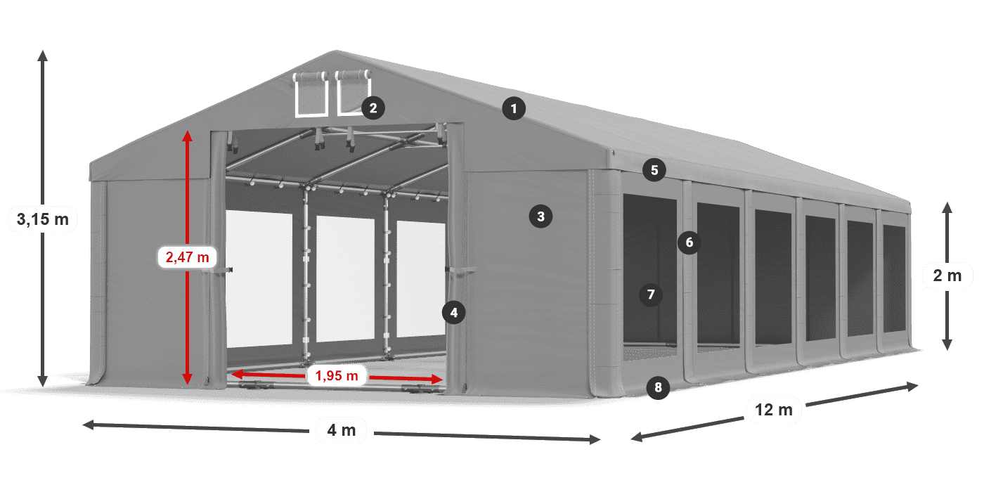 Krov: MS 580 PVC Zidovi: MS 580 PVC Legenda od 2 m