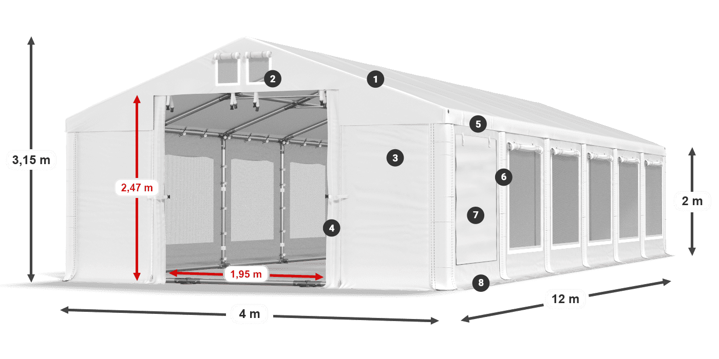 Krov: MS 580 PVC Zidovi: SD M 500 PVC Legenda od 2 m