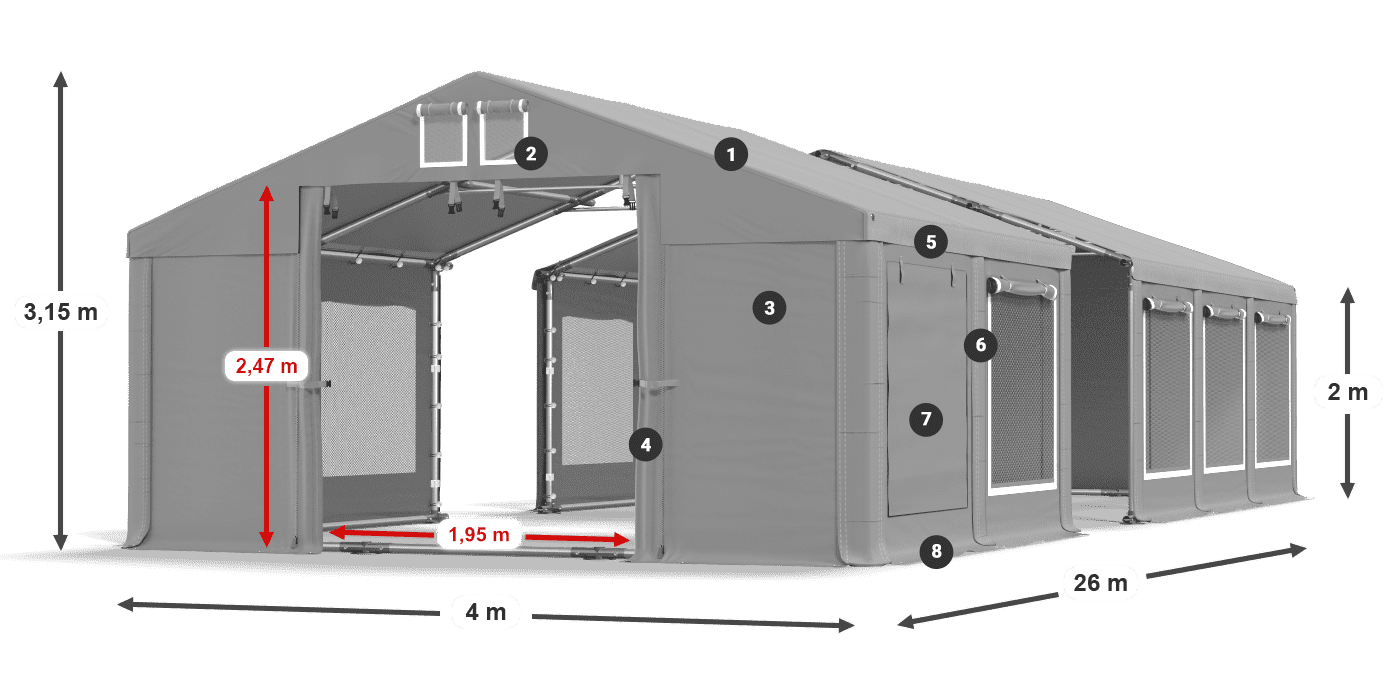Krov: MS 580 PVC Zidovi: SD M 500 PVC Legenda od 2 m