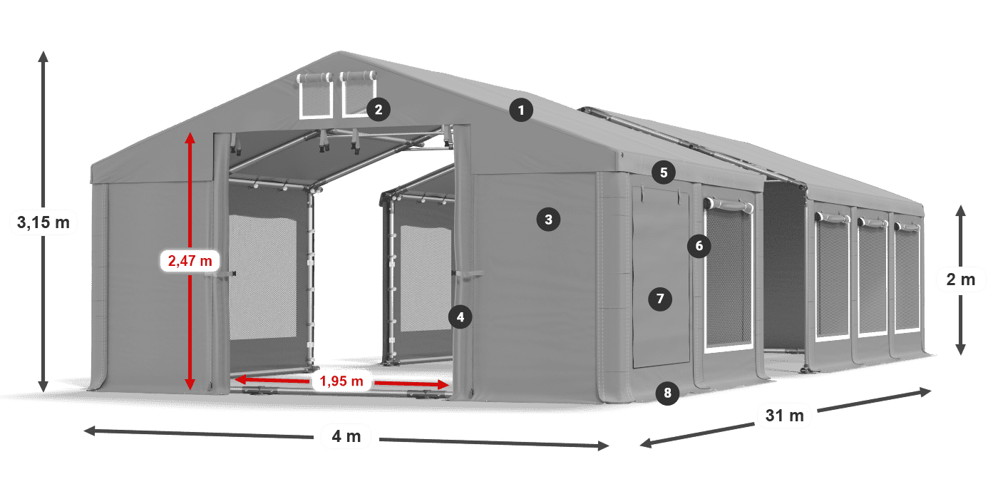 Krov: FR 620 PVC Zidovi: SD 500 PVC Legenda od 2 m