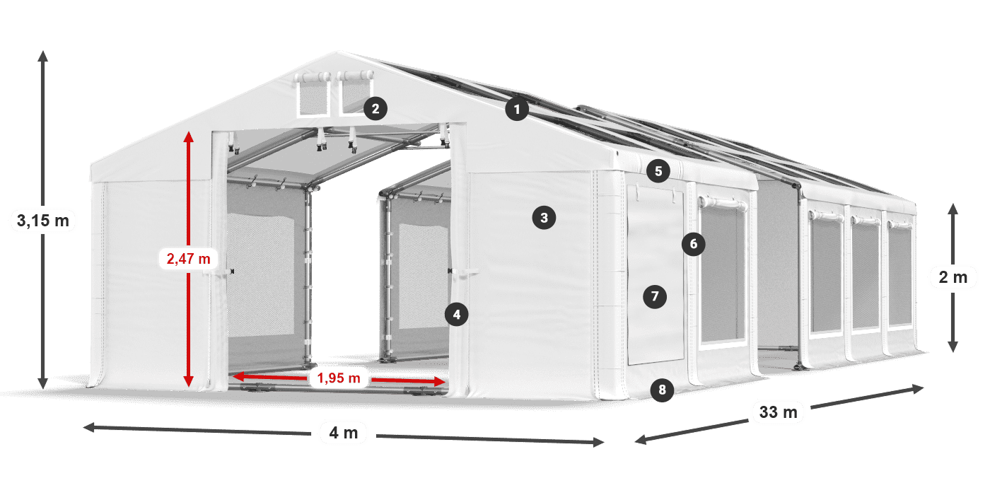 Krov: MS T 580 PVC Zidovi: SDM 500 PVC 2m legenda