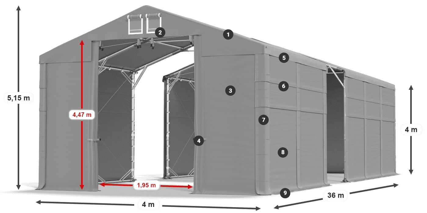Krov: FR 620 PVC Zidovi: SD 500 PVC Legenda od 4 m