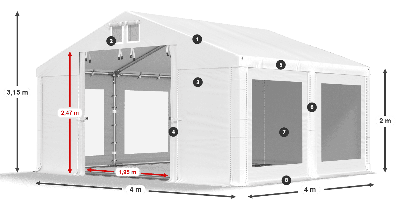 Krov: MS 580 PVC Zidovi: MS 580 PVC Legenda od 2 m
