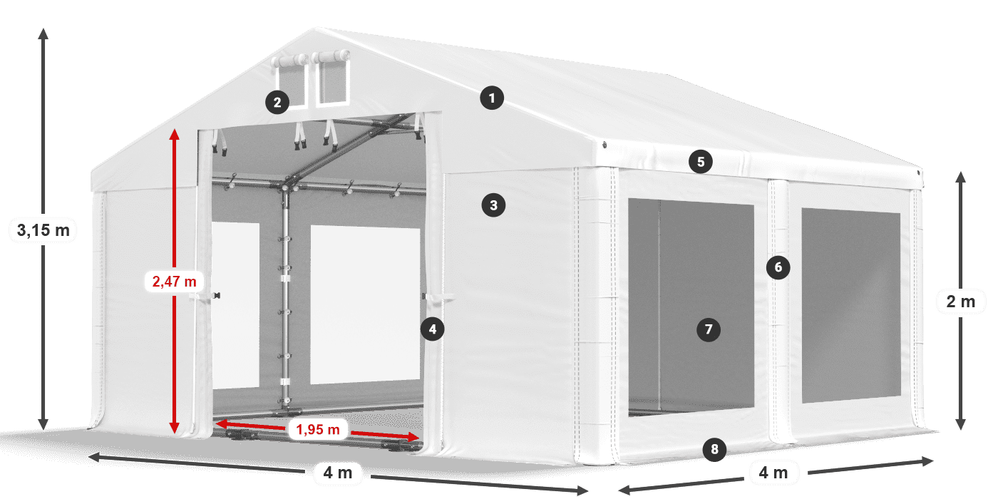Krov: MS 580 PVC Zidovi: MS 580 PVC Legenda od 2 m