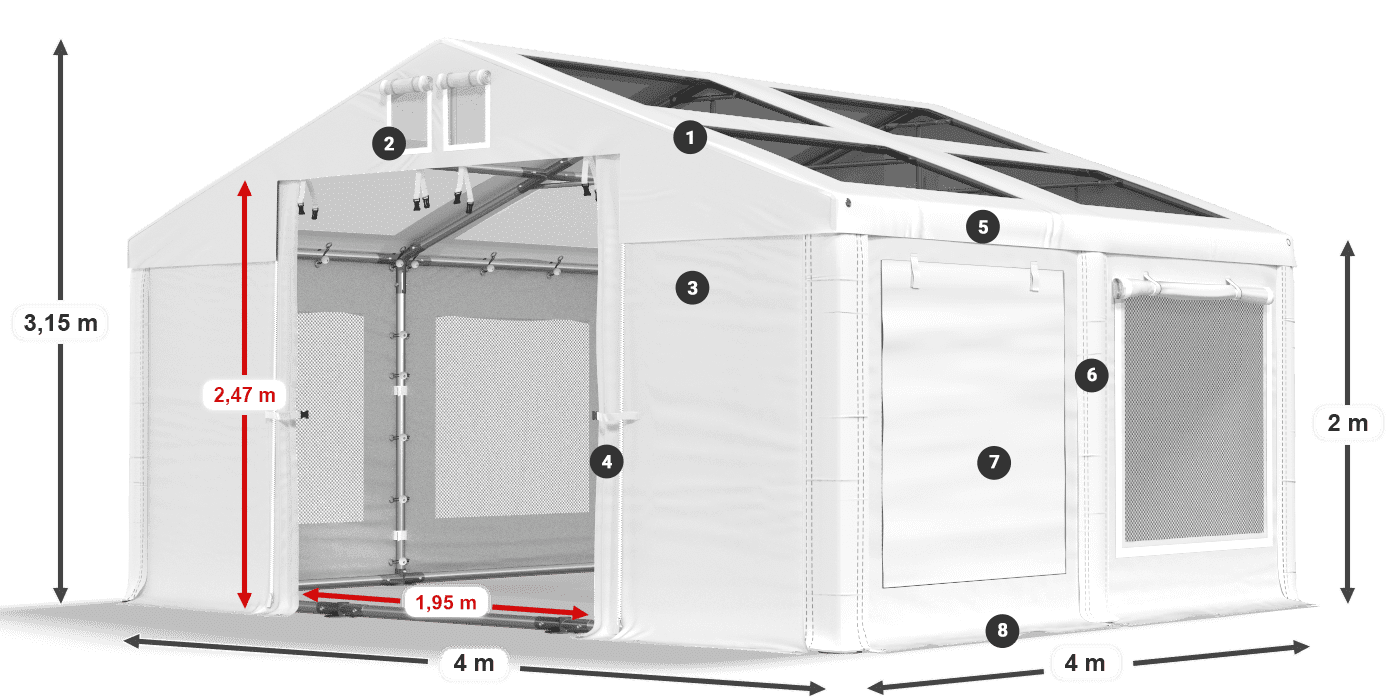 Krov: MS T 580 PVC Zidovi: SDM 500 PVC 2m legenda