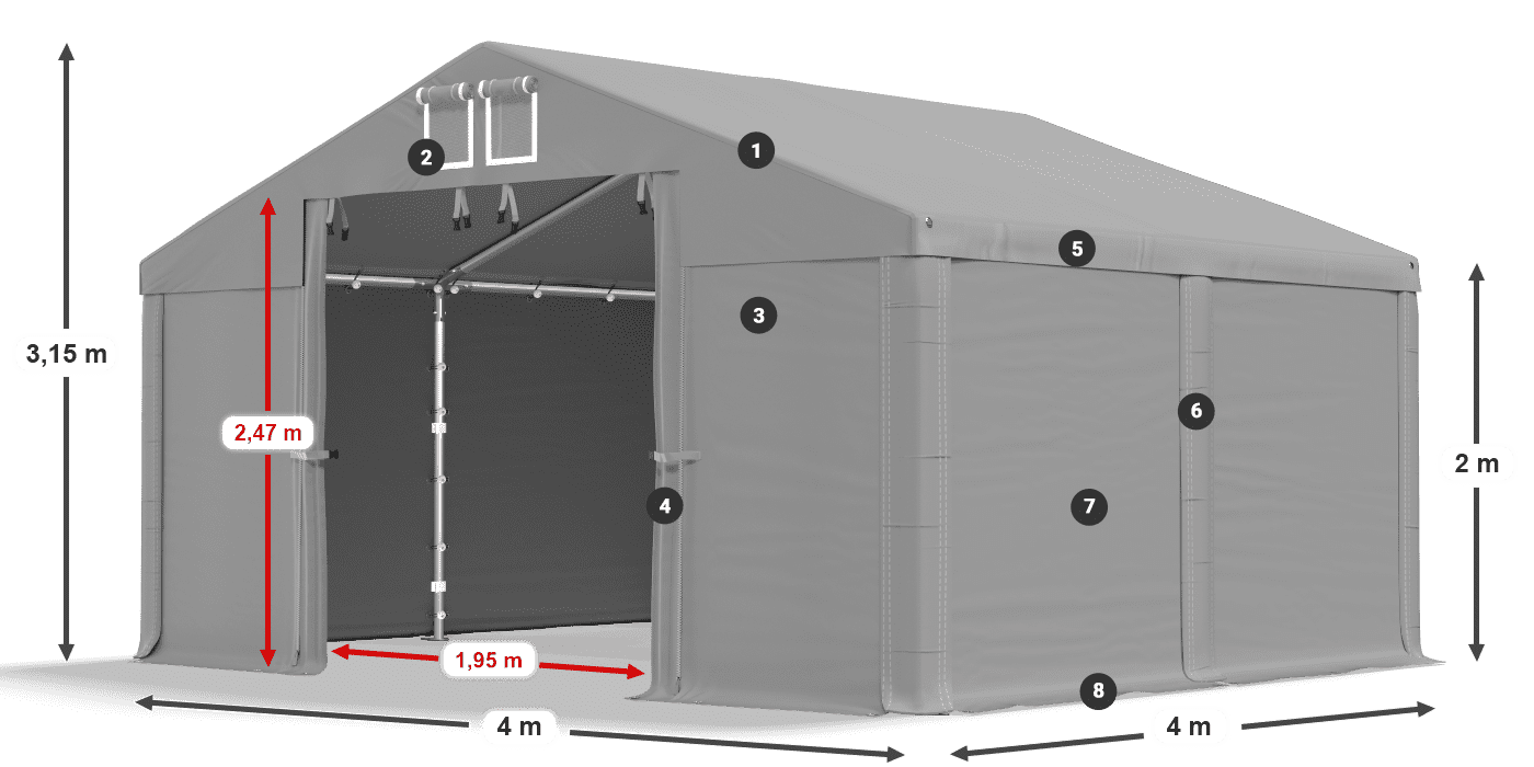 Krov: SD 560 PVC Zidovi: MS 580 PVC legenda 2m