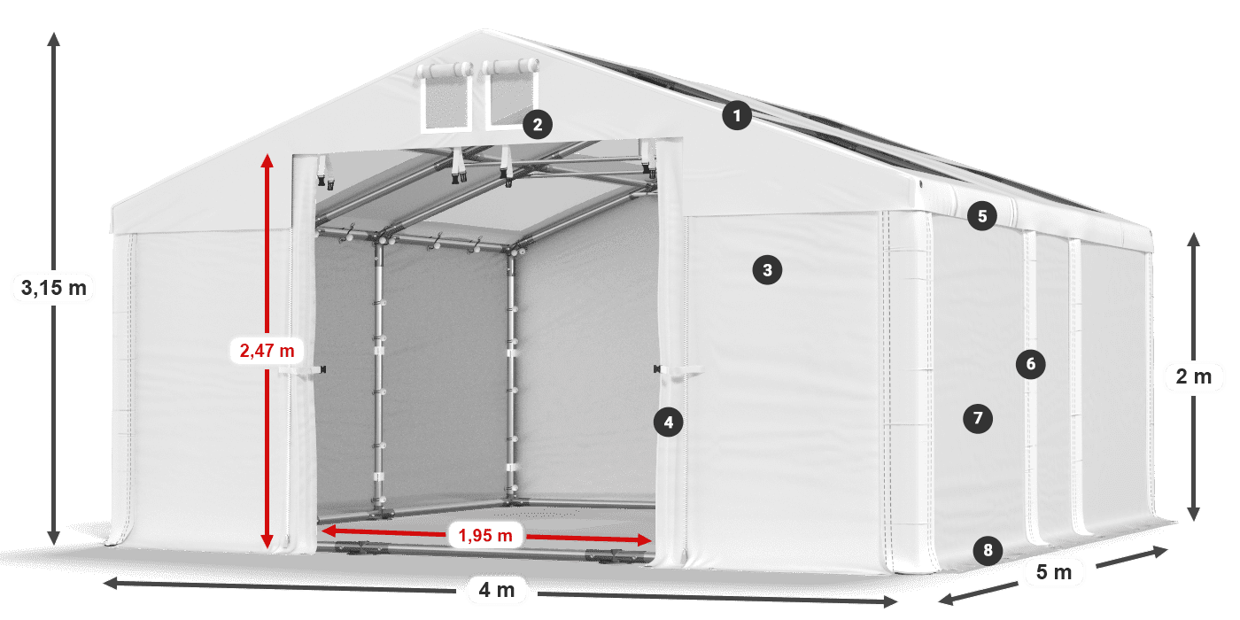 Krov: MS T 580 PVC Zidovi: FR 620 PVC Legenda od 2 m