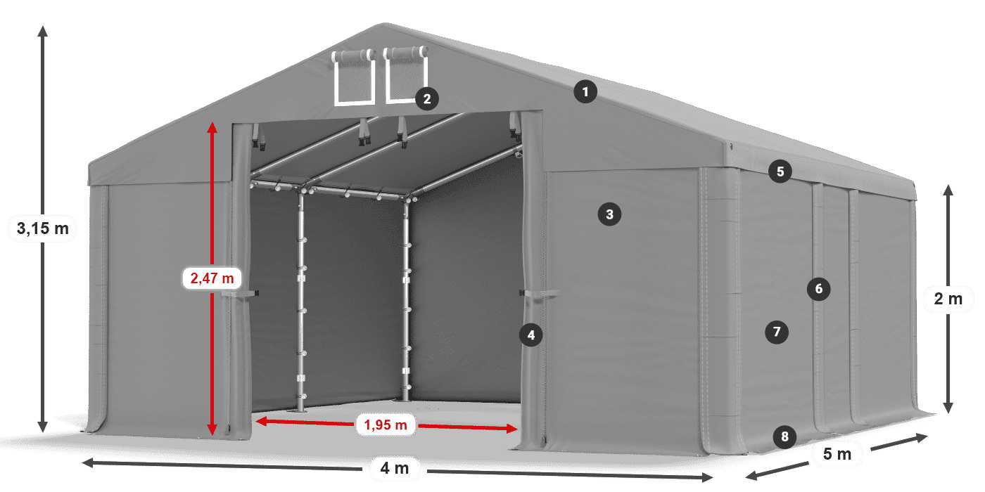 Krov: MS 580 PVC Zidovi: SD 500 PVC Legenda od 2 m