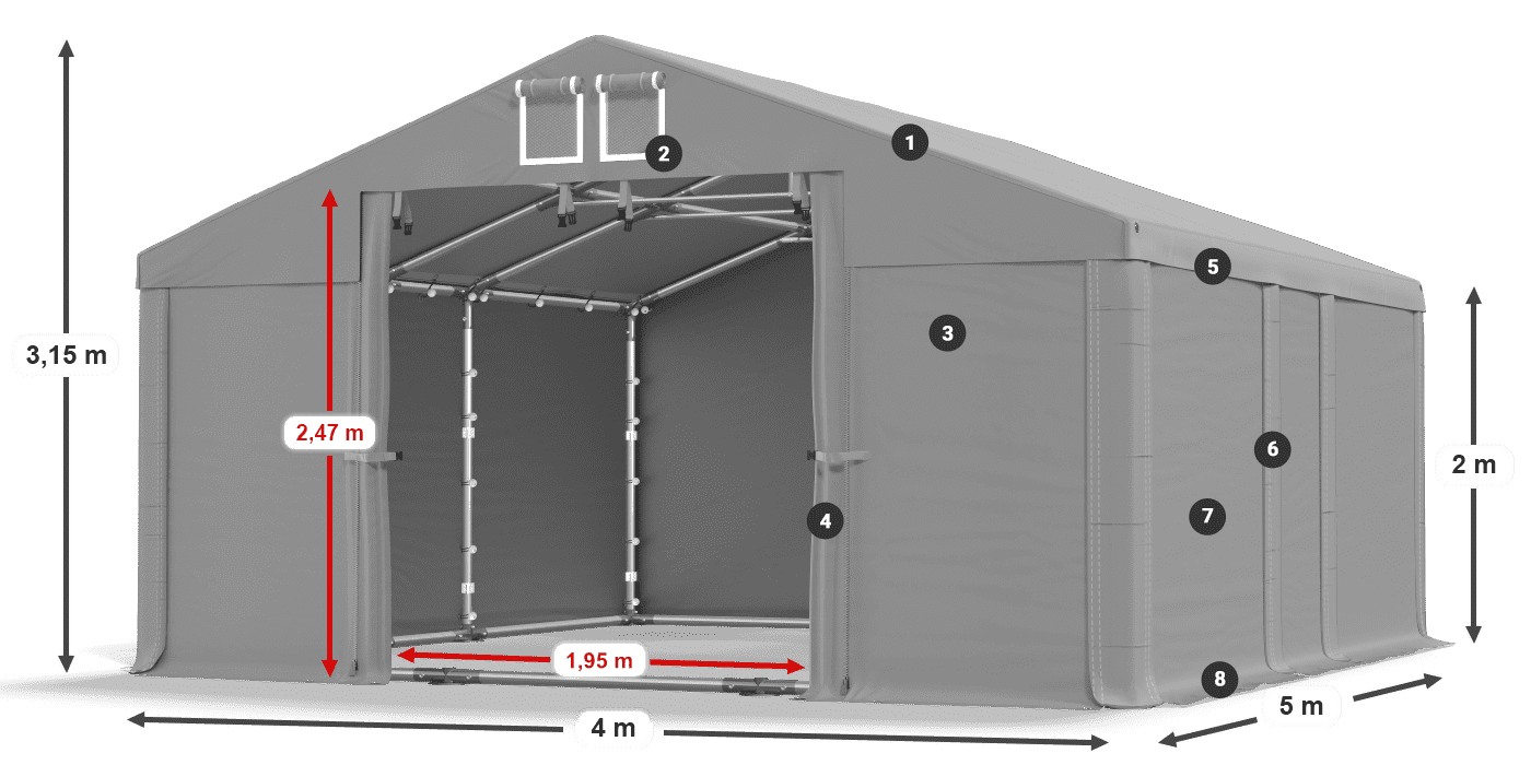 Krov: MS 580 PVC Zidovi: SD 500 PVC Legenda od 2 m