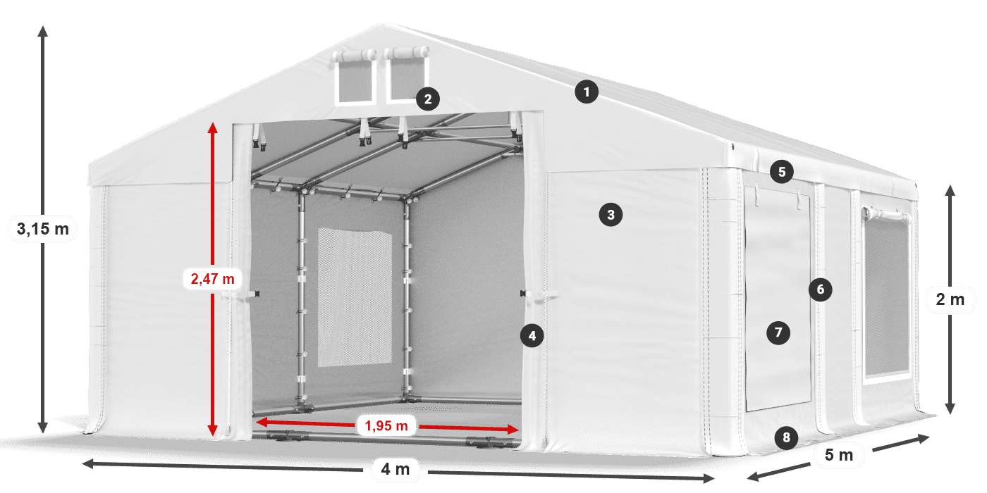 Krov: MS 580 PVC Zidovi: SD M 500 PVC Legenda od 2 m