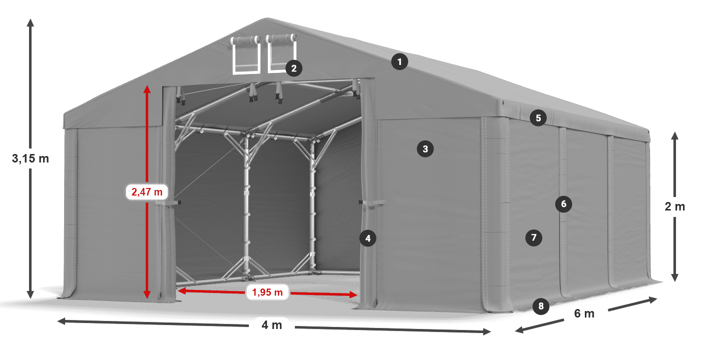 Krov: MS 580 PVC Zidovi: SD 500 PVC Legenda od 2 m