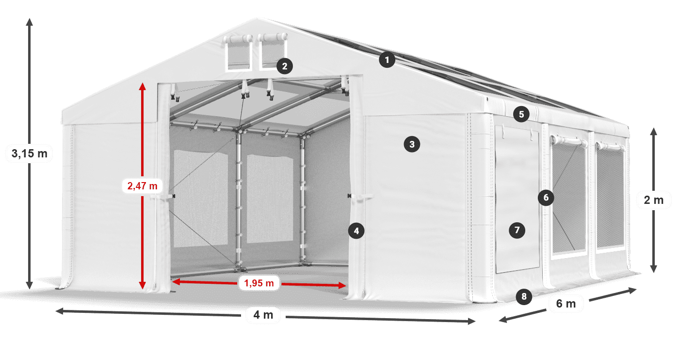 Krov: MS T 580 PVC Zidovi: SDM 500 PVC 2m legenda