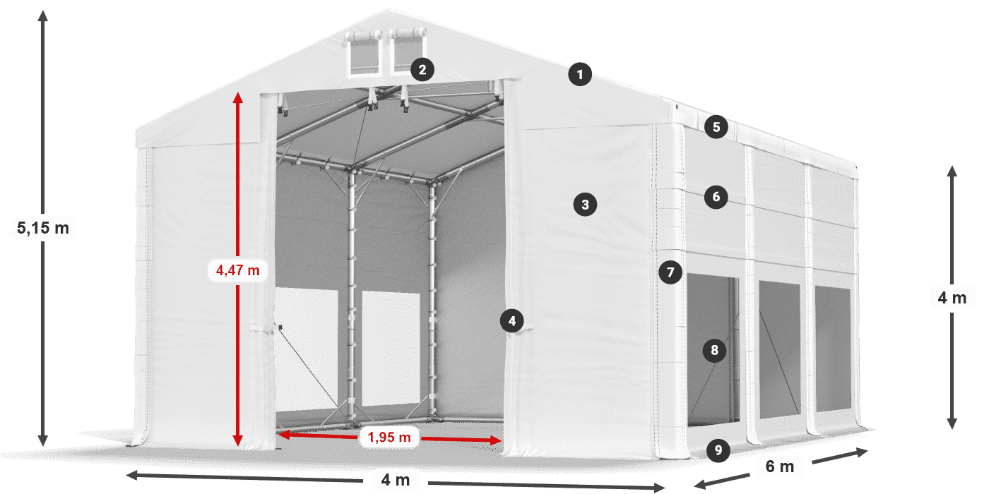 Krov: MS 580 PVC Zidovi: MS 580 PVC Legenda od 4 m