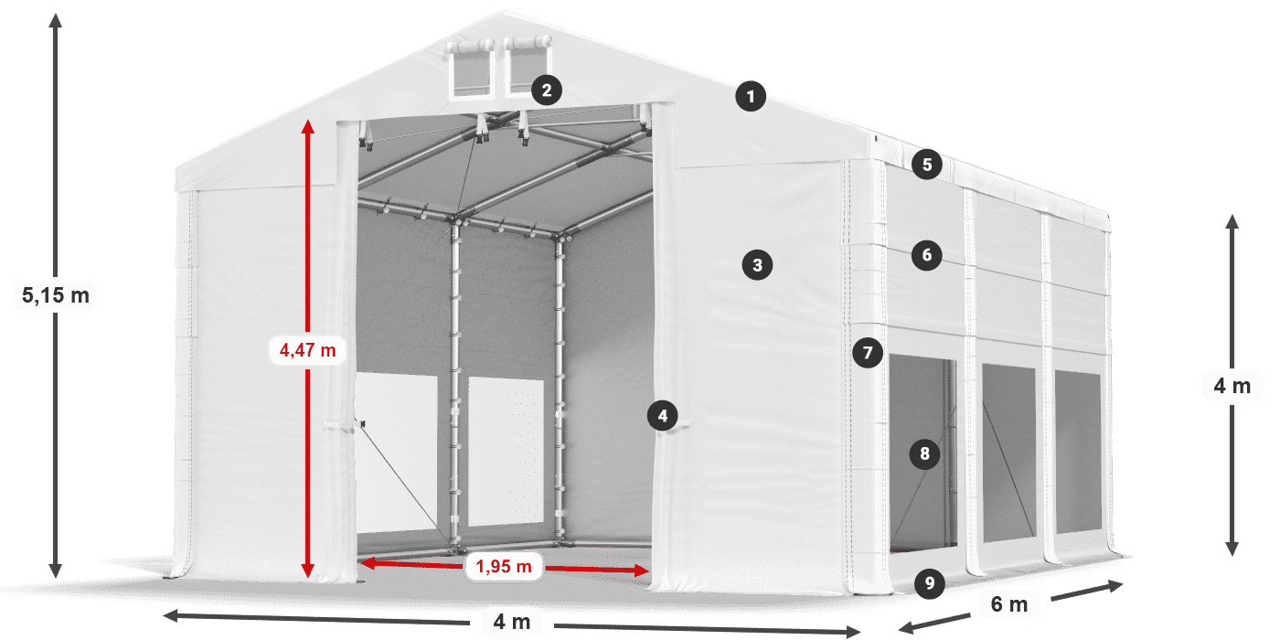 Krov: MS 580 PVC Zidovi: MS 580 PVC Legenda od 4 m