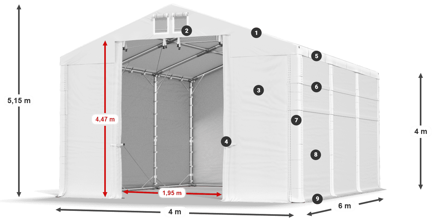 Krov: MS 580 PVC Zidovi: SD 500 PVC Legenda od 4 m