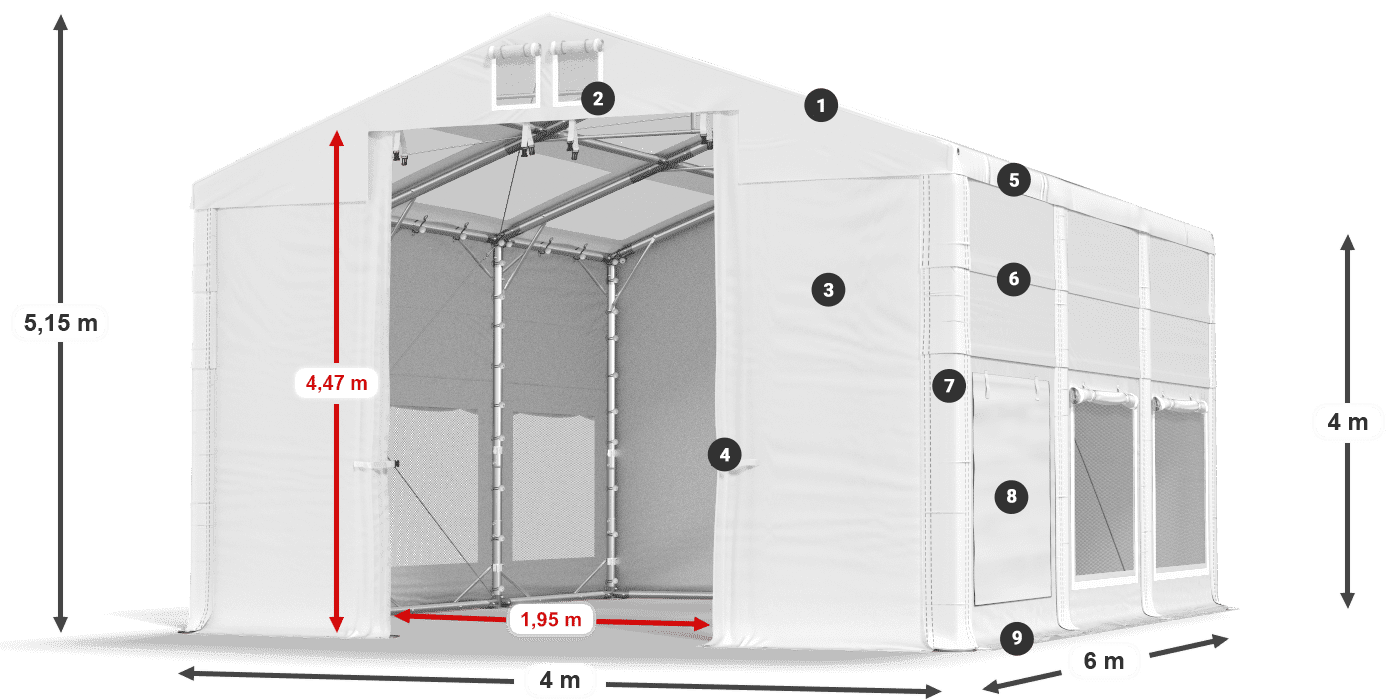Krov: MS T 580 PVC Zidovi: SD M 500 PVC Legenda od 4 m