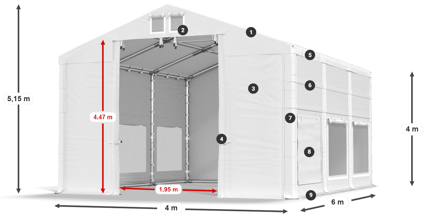 Krov: MS 580 PVC Zidovi: SD M 500 PVC Legenda od 4 m