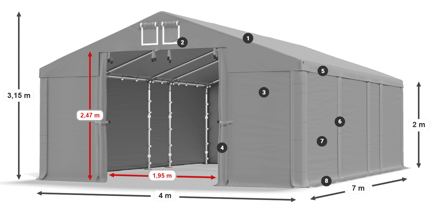 Krov: FR 620 PVC Zidovi: SD 500 PVC Legenda od 2 m