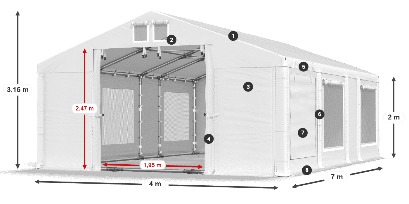 Krov: MS 580 PVC Zidovi: SD M 500 PVC Legenda od 2 m