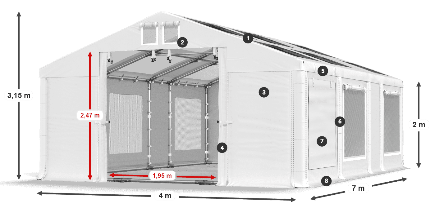 Krov: MS T 580 PVC Zidovi: SDM 500 PVC 2m legenda