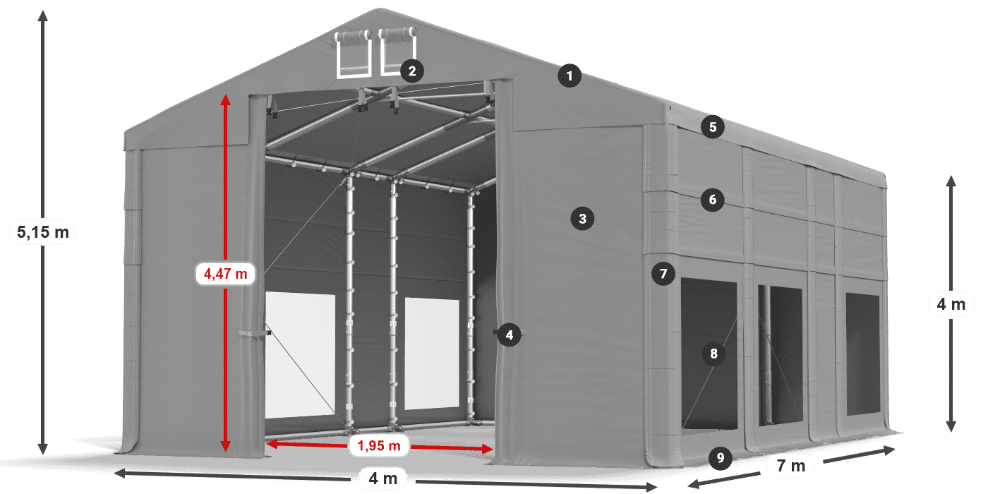 Krov: FR 620 PVC Zidovi: MS 580 PVC Legenda od 4 m