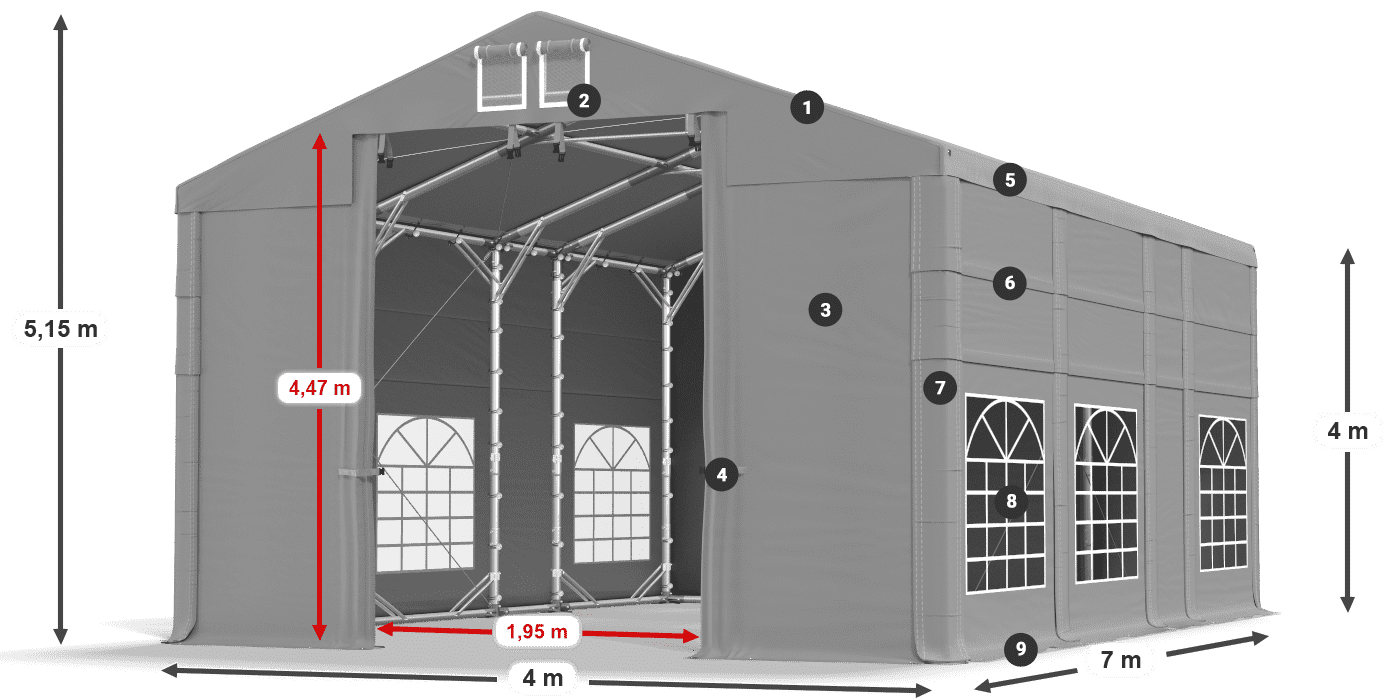 Krov: FR 620 PVC Zidovi: SD 500 PVC Legenda od 4 m