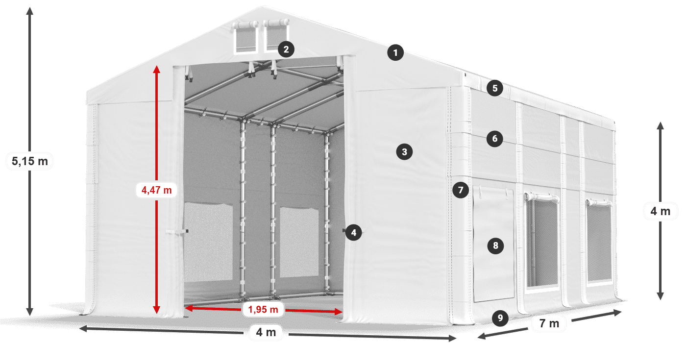 Krov: FR 620 PVC Zidovi: SD 500 PVC Legenda od 4 m