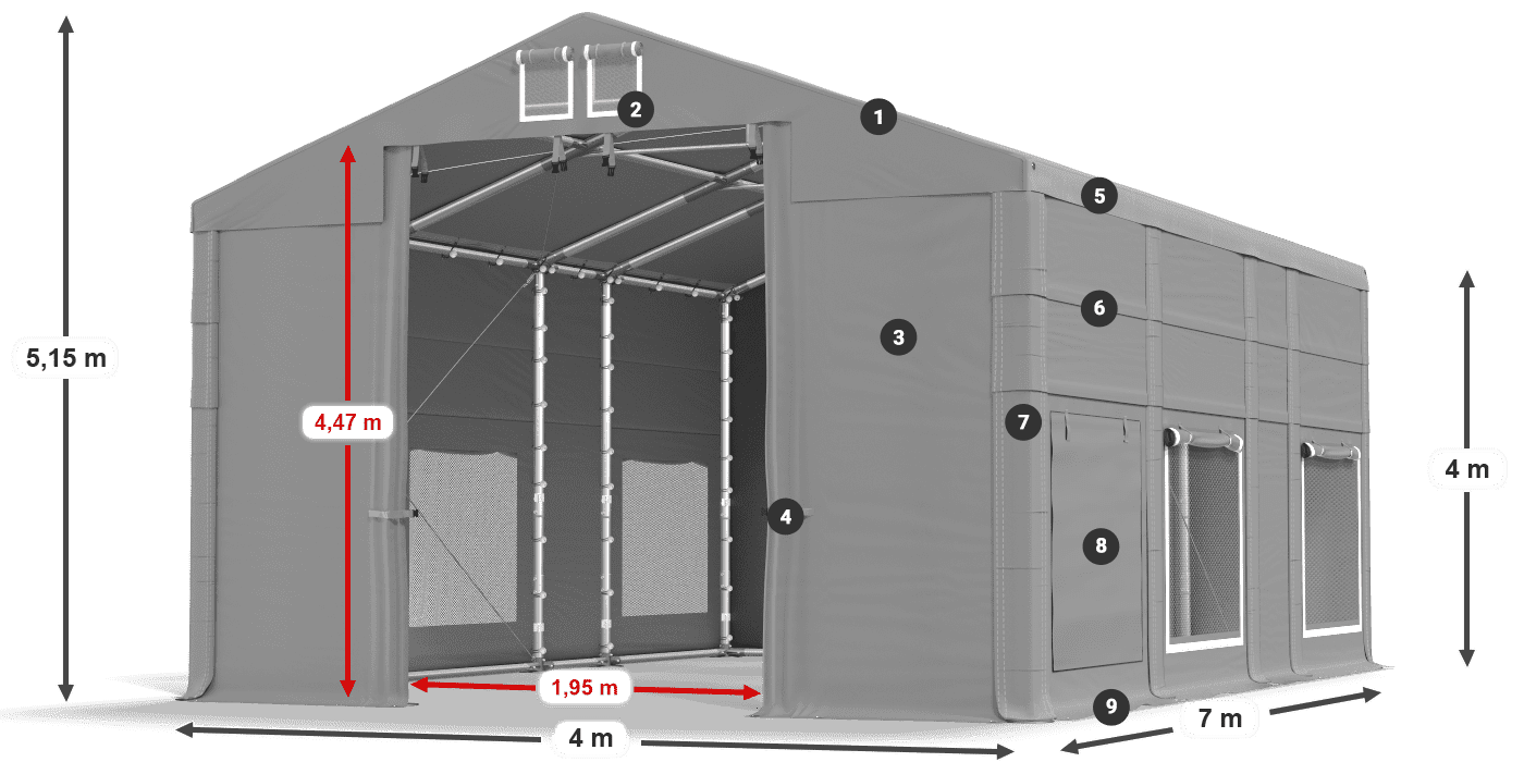 Krov: FR 620 PVC Zidovi: SD 500 PVC Legenda od 4 m