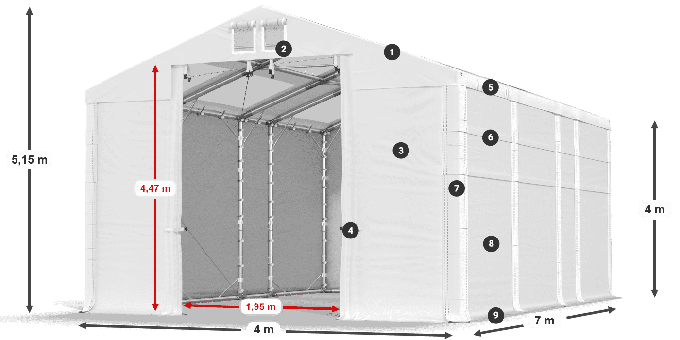 Krov: MS T 580 PVC Zidovi: FR 620 PVC Legenda od 4 m