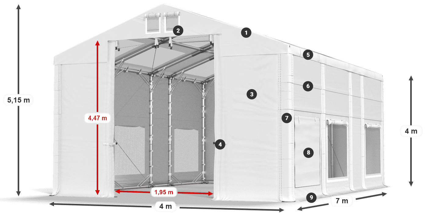 Krov: MS T 580 PVC Zidovi: SD M 500 PVC Legenda od 4 m