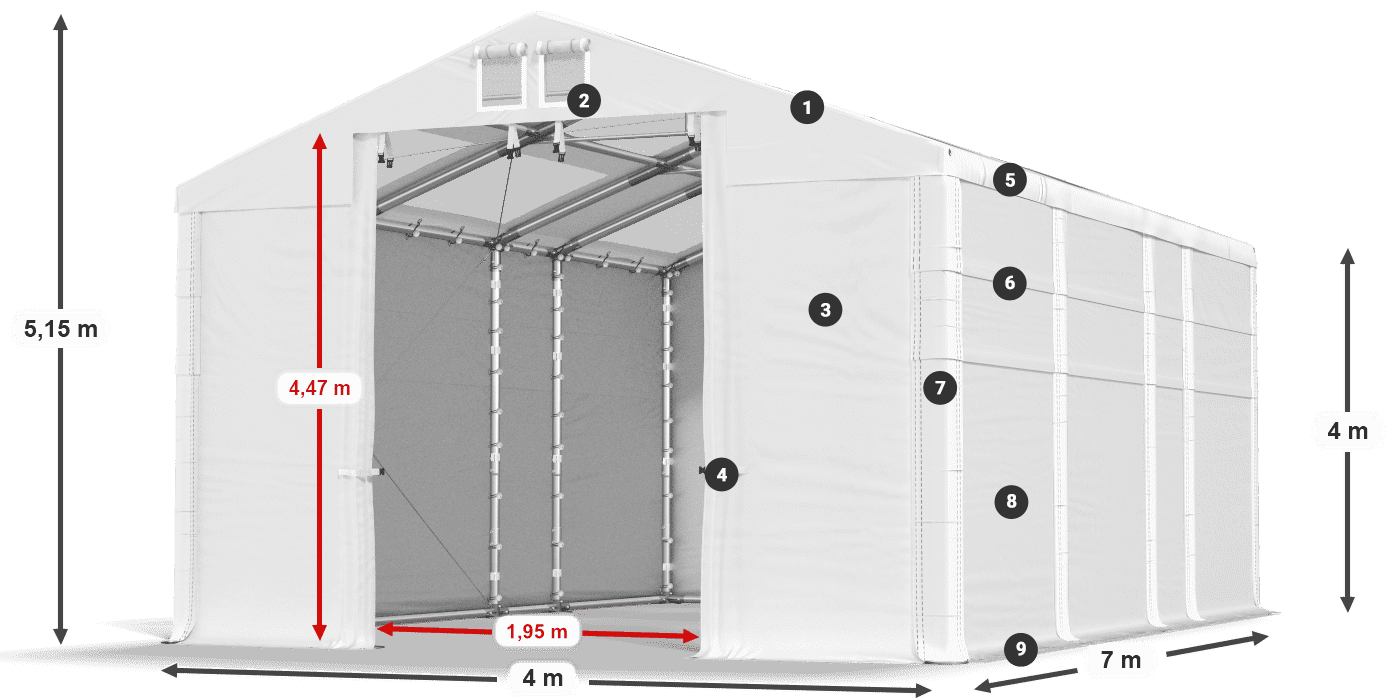 Krov: MS T 580 PVC Zidovi: SD 500 PVC Legenda od 4 m