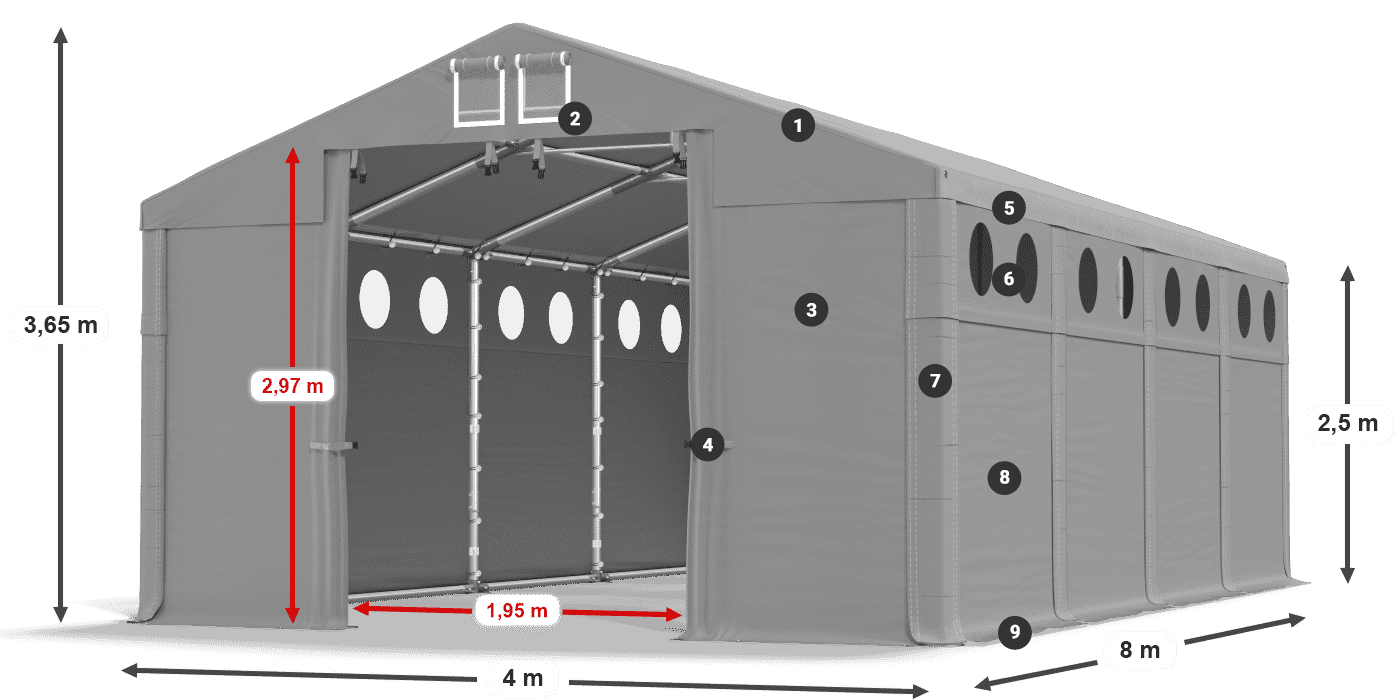 Krov: MS 580 PVC Zidovi: SD O 500 PVC Legenda od 2,5 m