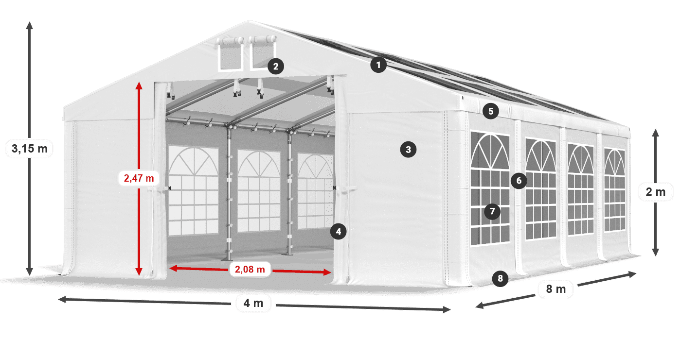 Krov: MS T 580 PVC Zidovi: FR 620 PVC Legenda od 2 m