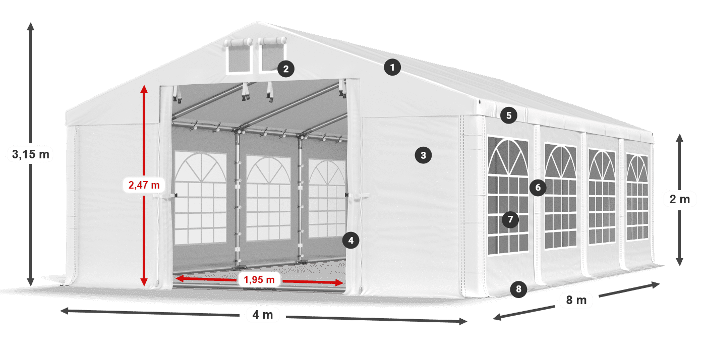 Krov: MS 580 PVC Zidovi: FR 620 PVC Legenda od 2 m