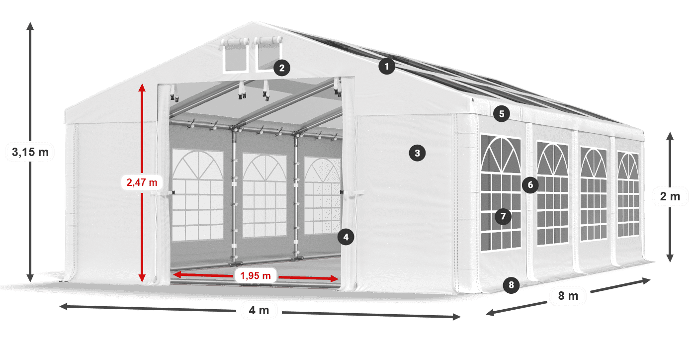 Krov: MS T 580 PVC Zidovi: FR 620 PVC Legenda od 2 m