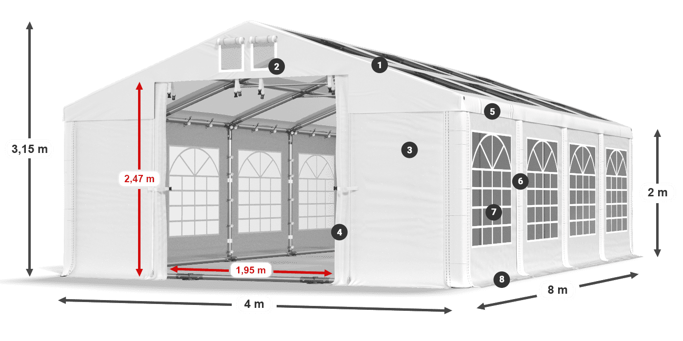 Krov: MS T 580 PVC Zidovi: FR 620 PVC Legenda od 2 m