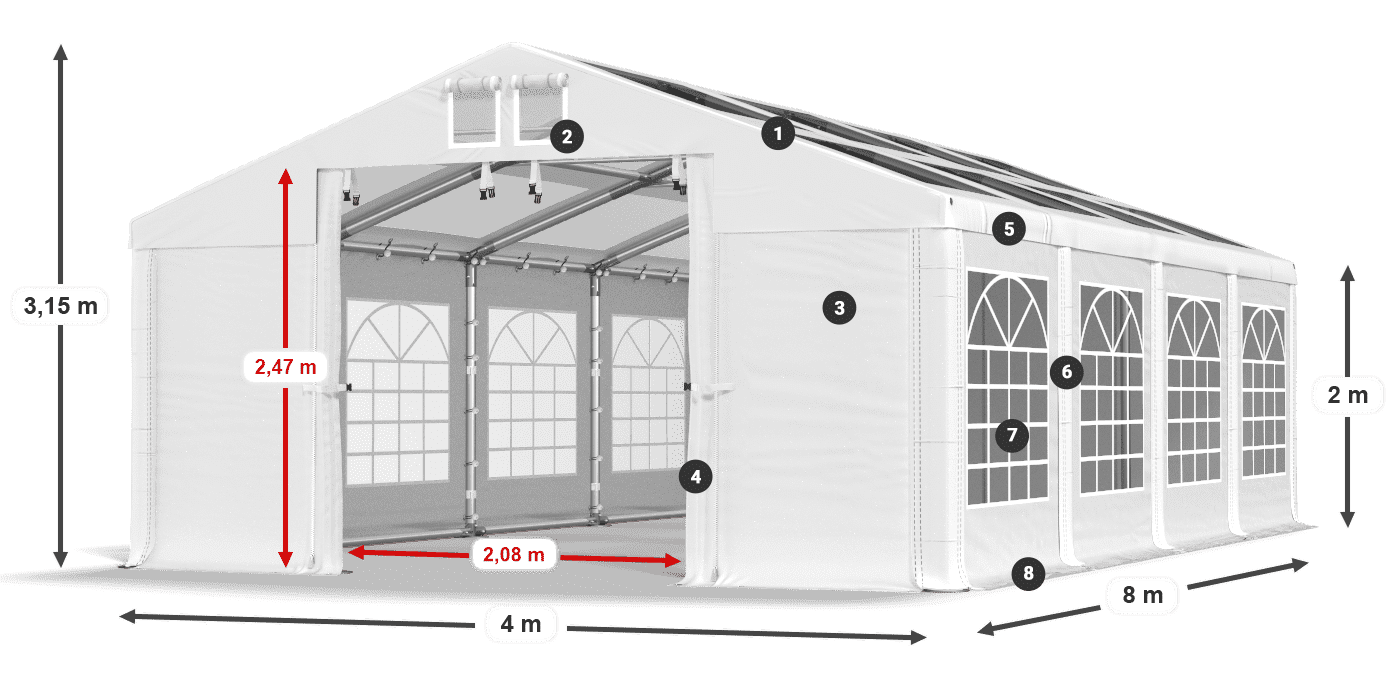 Krov: MS T 580 PVC Zidovi: FR 620 PVC Legenda od 2 m