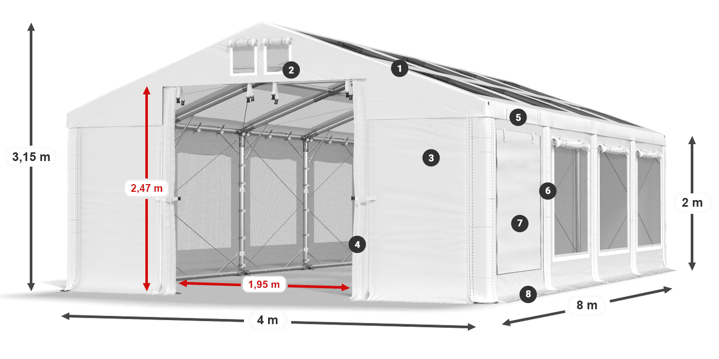 Krov: MS T 580 PVC Zidovi: SDM 500 PVC 2m legenda