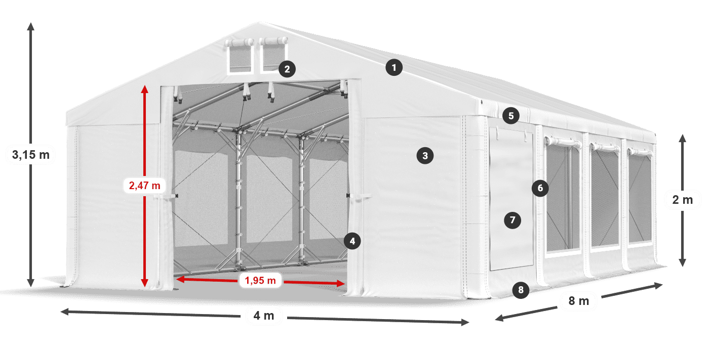 Krov: MS 580 PVC Zidovi: SD M 500 PVC Legenda od 2 m