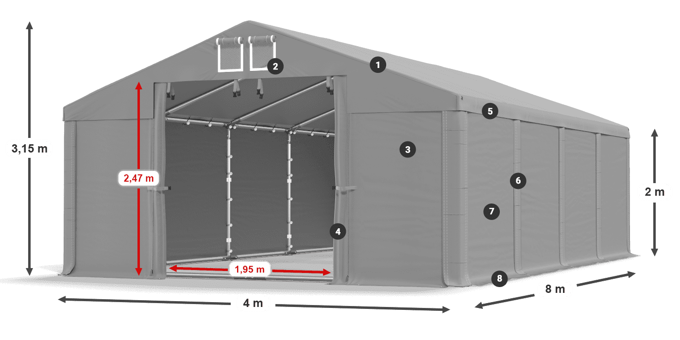 Krov: MS 580 PVC Zidovi: SD 500 PVC Legenda od 2 m