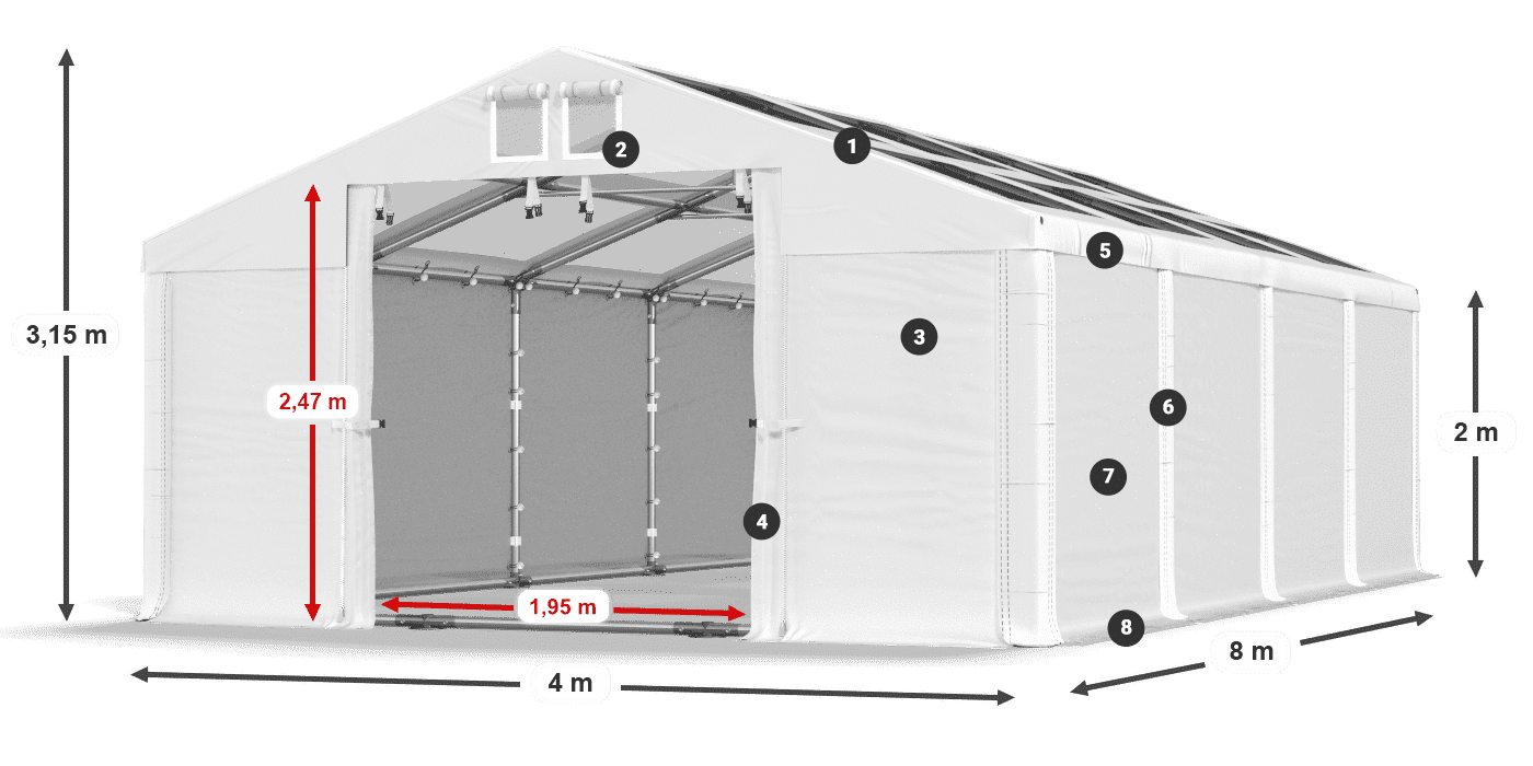 Krov: MS T 580 PVC Zidovi: SD 500 PVC Legenda od 2 m