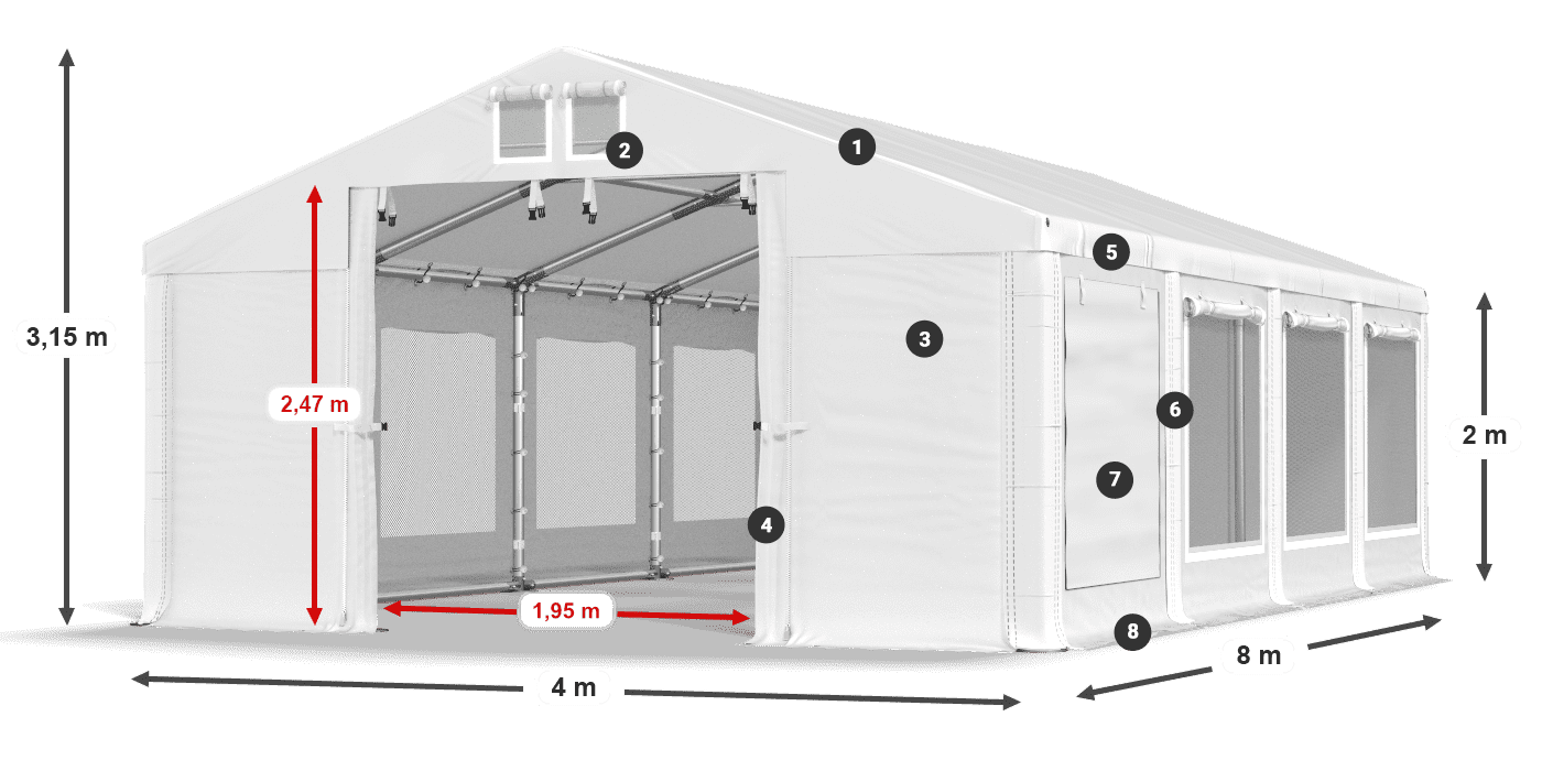 Krov: MS 580 PVC Zidovi: SD M 500 PVC Legenda od 2 m