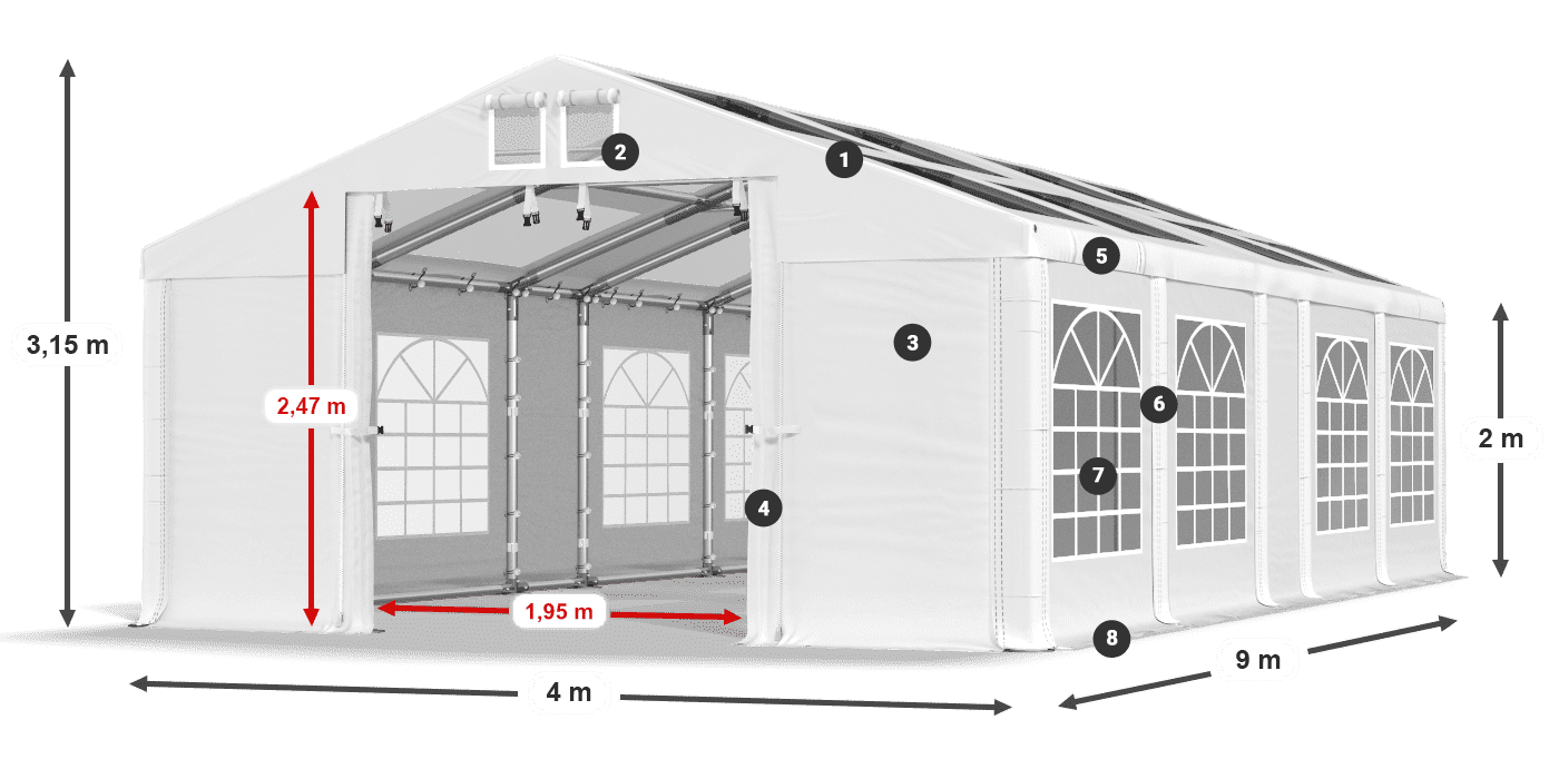Krov: MS 580 PVC Zidovi: SD 500 PVC Legenda od 2 m