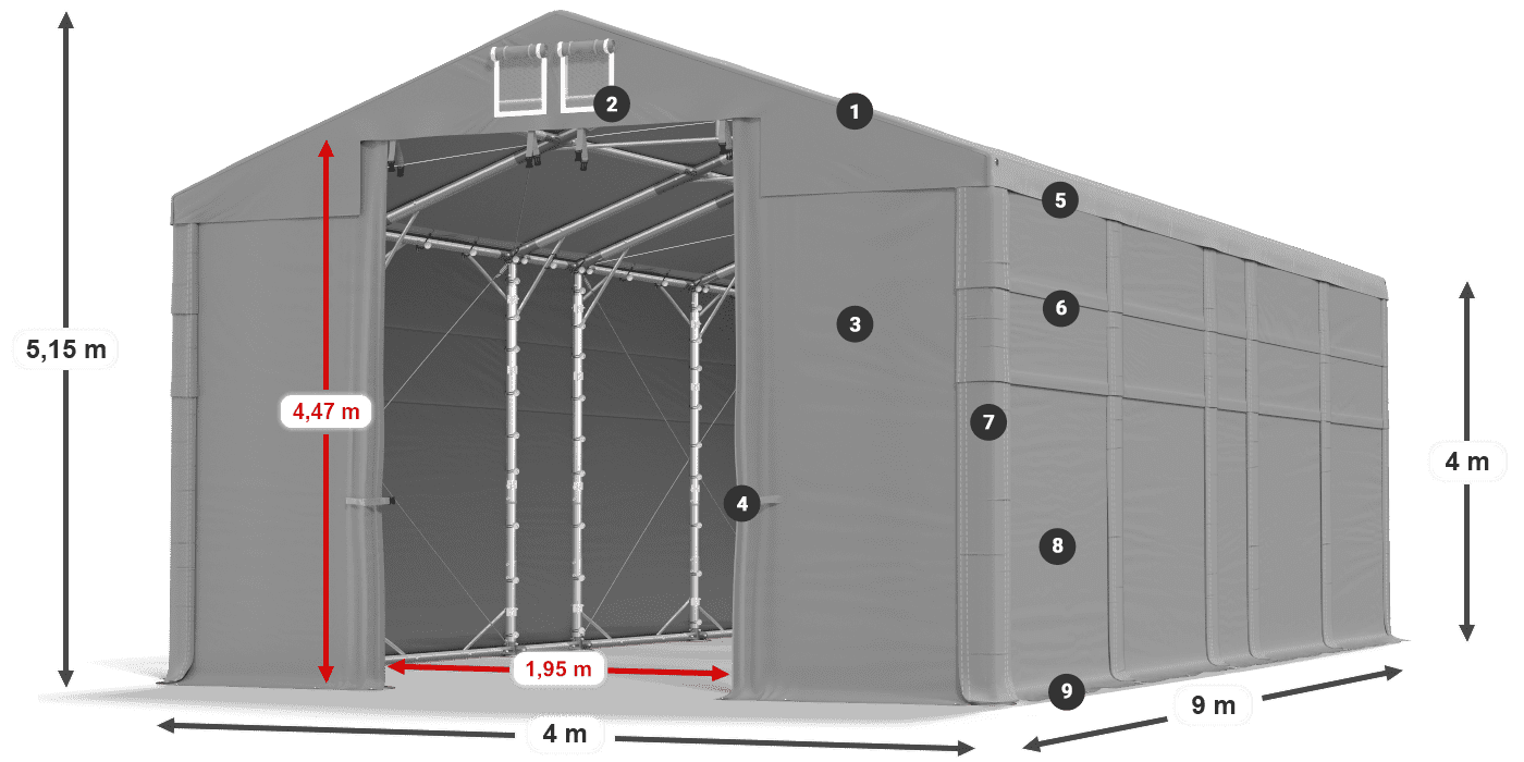 Krov: FR 620 PVC Zidovi: MS 580 PVC Legenda od 4 m